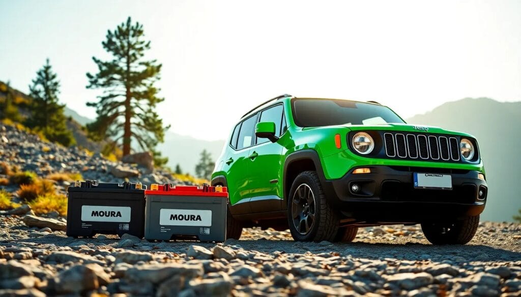 Jeep verde con baterías Moura