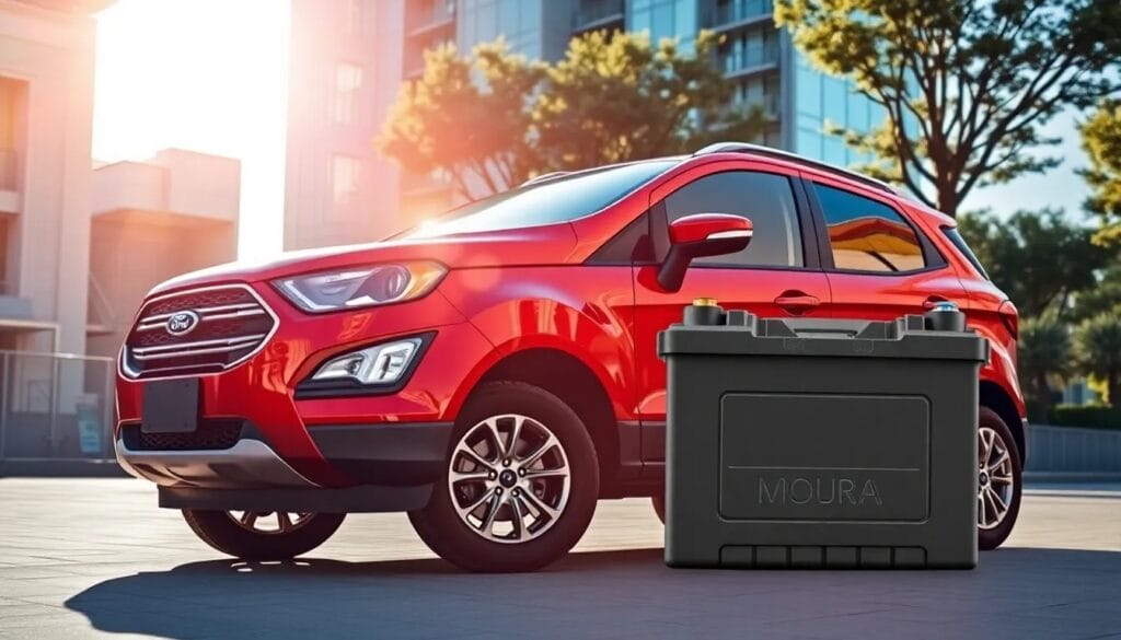 Auto rojo con batería Moura.