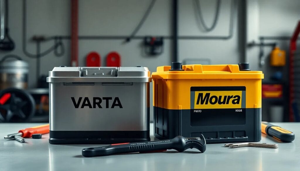 Baterías Varta y Moura en mesa