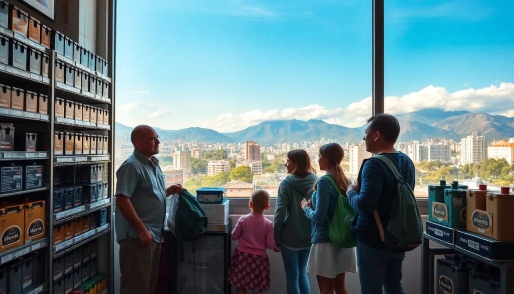 Familia observando la ciudad desde dentro.