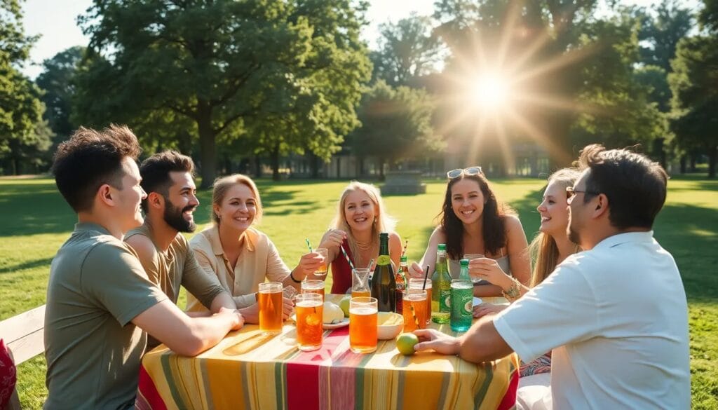 Grupo de amigos disfrutando al aire libre