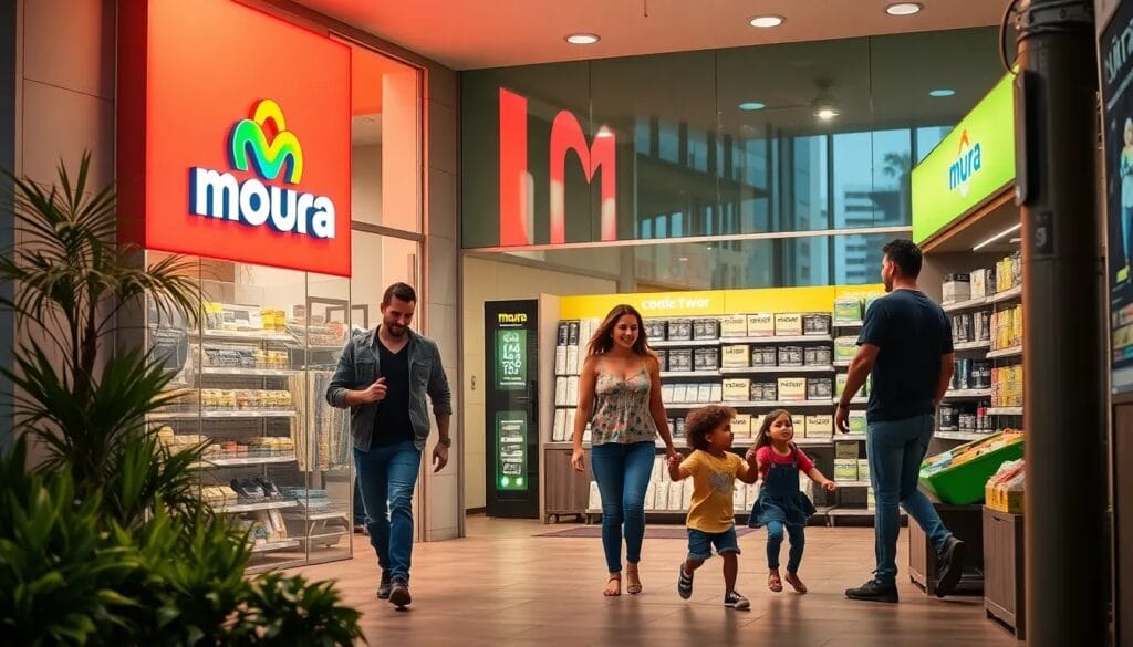 Familia caminando en una tienda