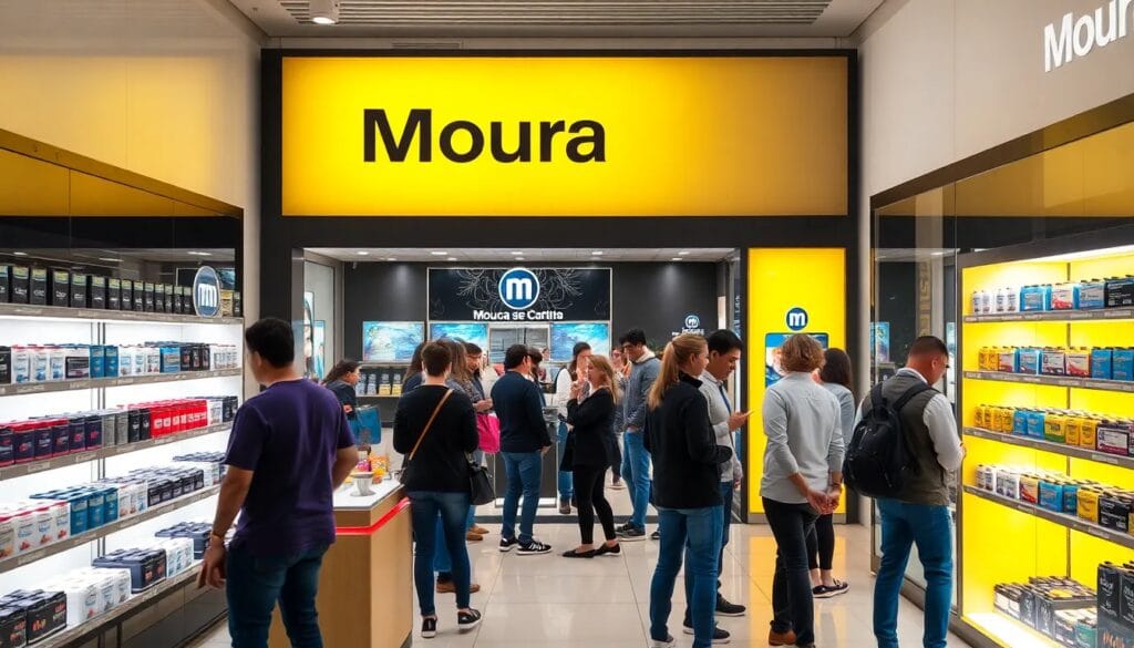 Tienda de baterías con clientes comprando.